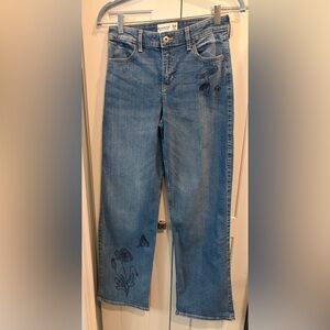 Abercrombie & Fitch Kids Girls High Rise Wide Leg Jeans with Butterfly Details